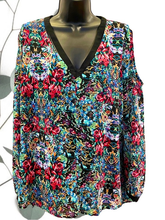 Nicole Miller Tops - Floral Cold-Shoulder Top